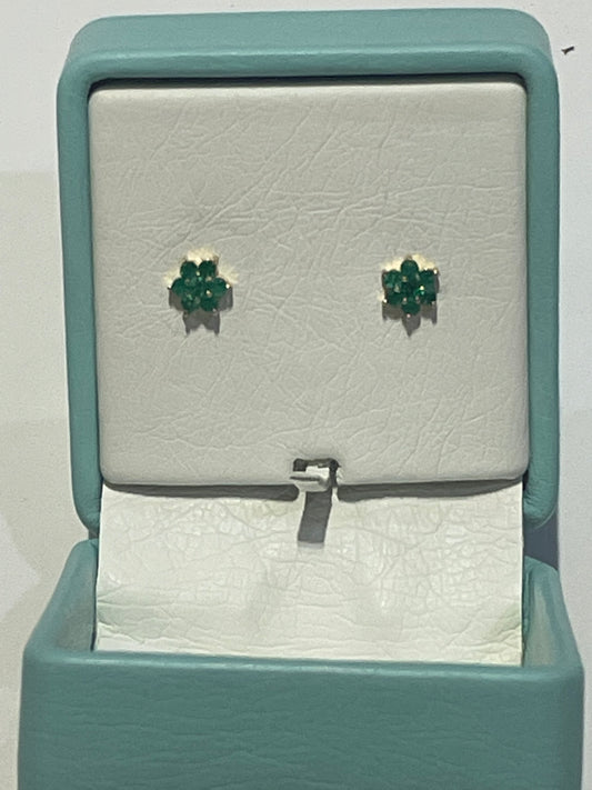 0.25 Ct Colombian Emeralds Earrings in18k Yellow Gold