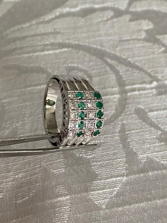 1.50 Ct Emerald and Diamond Ring in 18K White Gold